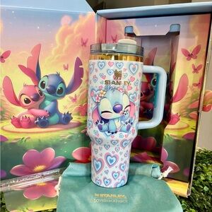 Stanley Light Blue Tumbler with Stitch and Heart Design